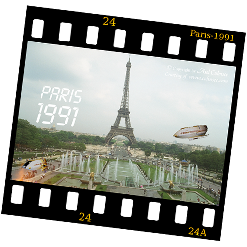 slide Paris 1991 Eiffel Tower with shuttles