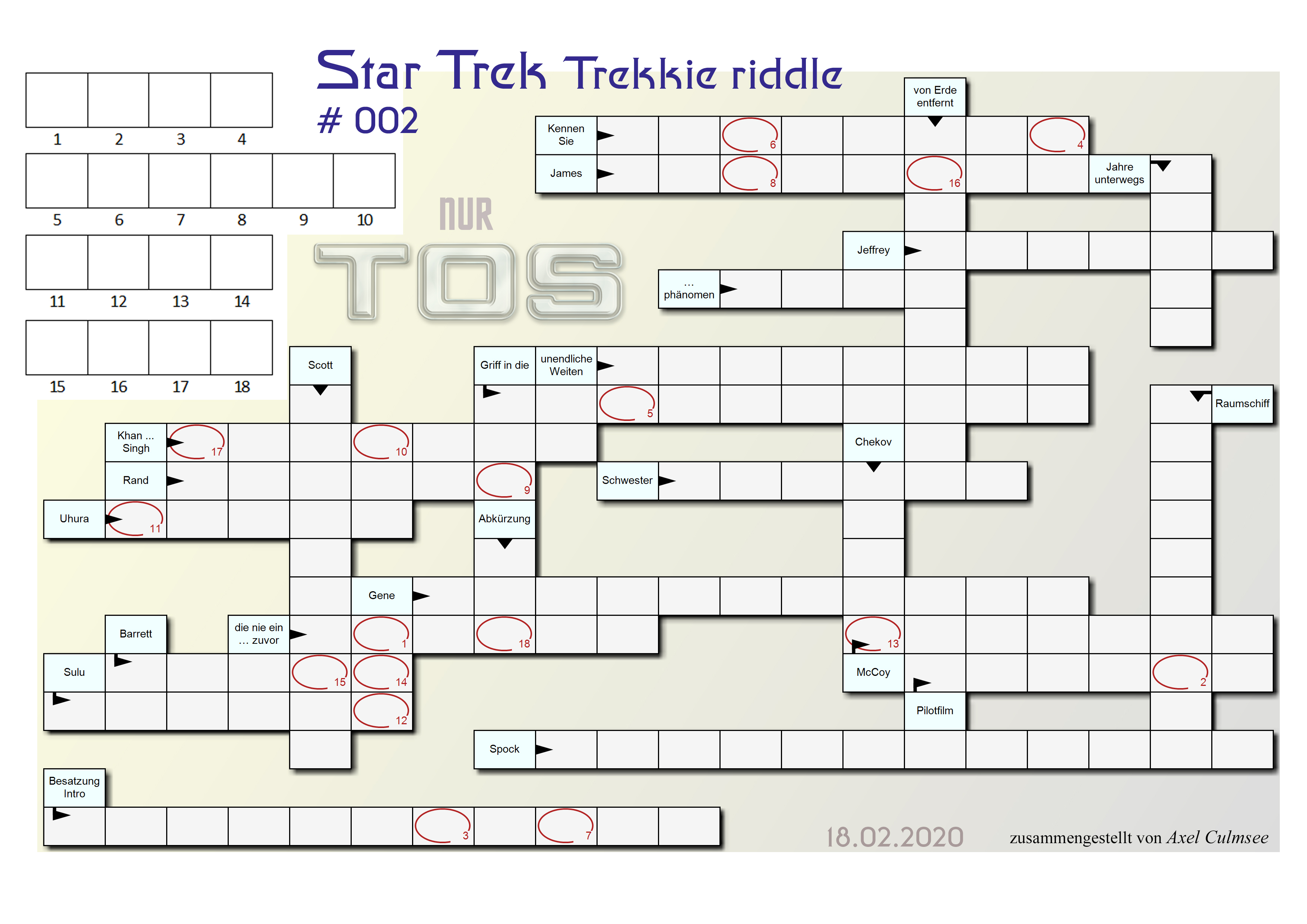 Star Trek Trekkie TOS riddle 002 deutsche Edition