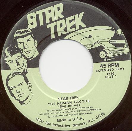 single's label:  Star Trek  -  Original stories for children inspired by Star Trek:  "The Time Stealer"