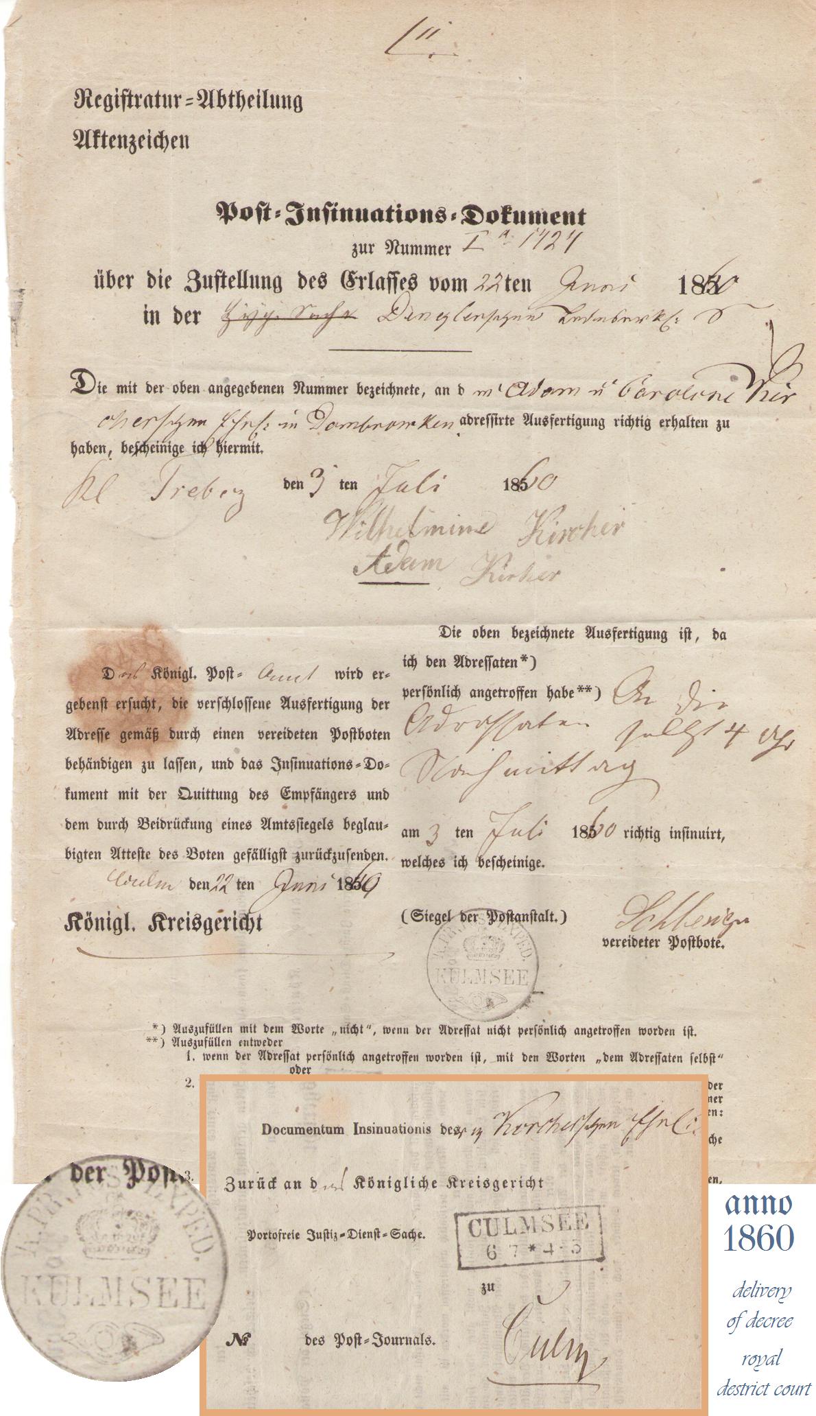 Postal document from 1860
