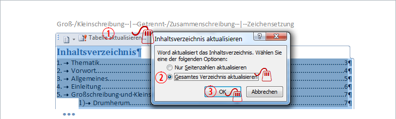 Word Inhaltsverzeichnis aktualisieren