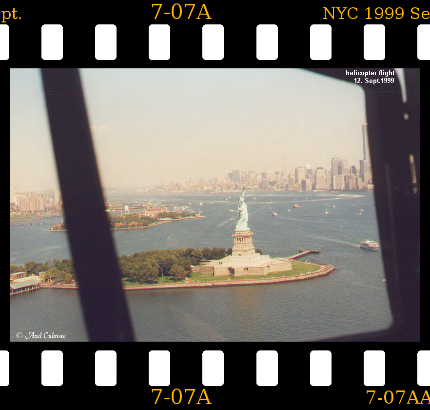 Statue of Liberty NYC 1999 September slide 7-07A seen during helicopter flight