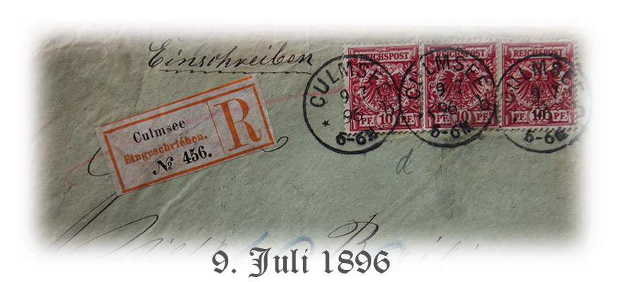 stamps on registered letter from 1896 July 9th